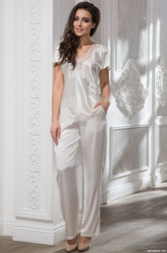 Комплект домашний шелковый Mia-Amore "Isabella" 3186 молочный