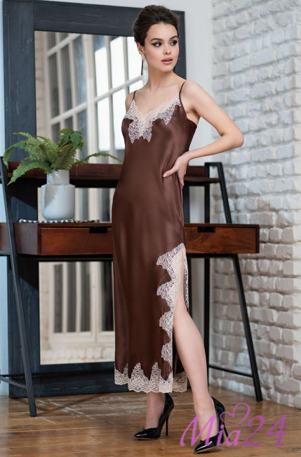 Сорочка шелковая длинная Mia-Amore "Marilin" 3104 шоколад Сорочка шелковая длинная Mia-Amore "Marilin" 3104 шоколад
