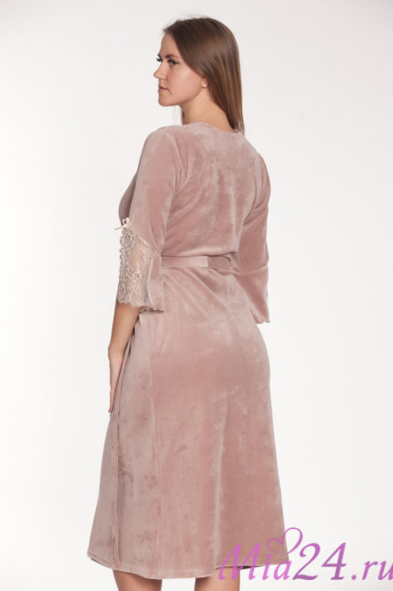 Халат длинный велюровый женский Весталия 3773 кофейный