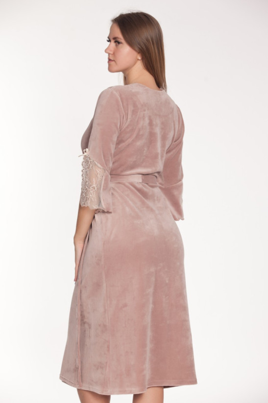 Халат длинный велюровый женский Весталия 3773 кофейный