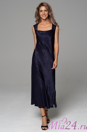 Сорочка длинная женская Anora 4801 'Mia-Amore' - на широких бретелях, жаккард, цвет темно-синий 