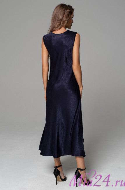 Сорочка длинная женская Anora 4801 'Mia-Amore' - на широких бретелях, жаккард, цвет темно-синий 