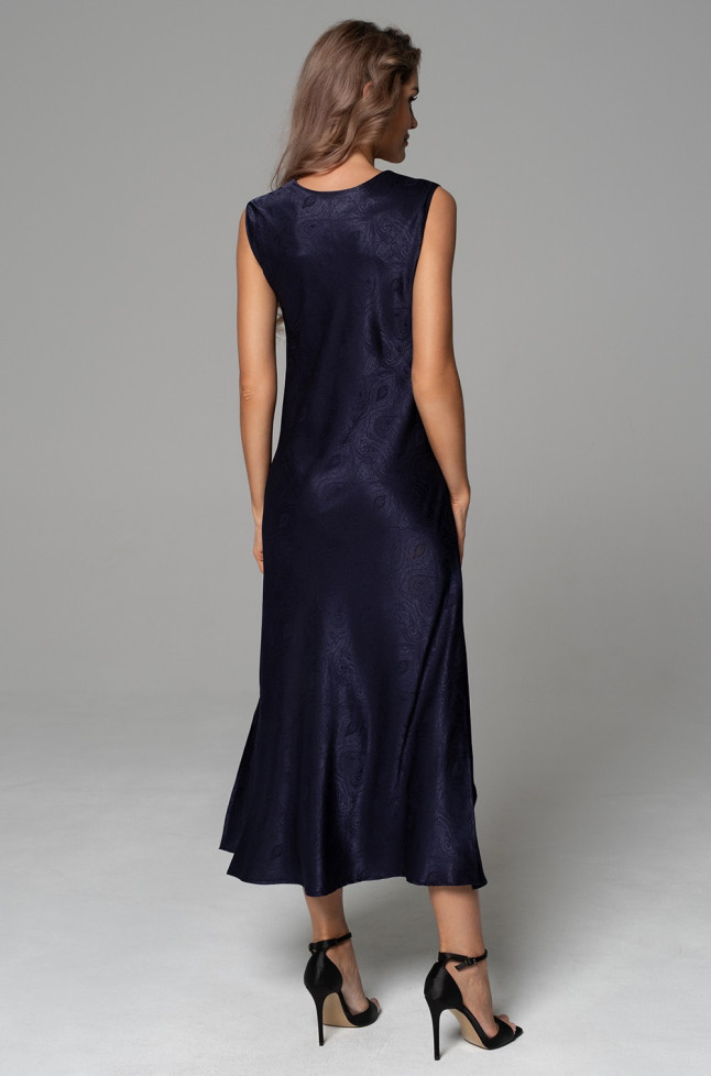 Сорочка длинная женская Anora 4801 'Mia-Amore' - на широких бретелях, жаккард, цвет темно-синий 