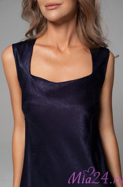 Сорочка длинная женская Anora 4801 'Mia-Amore' - на широких бретелях, жаккард, цвет темно-синий 