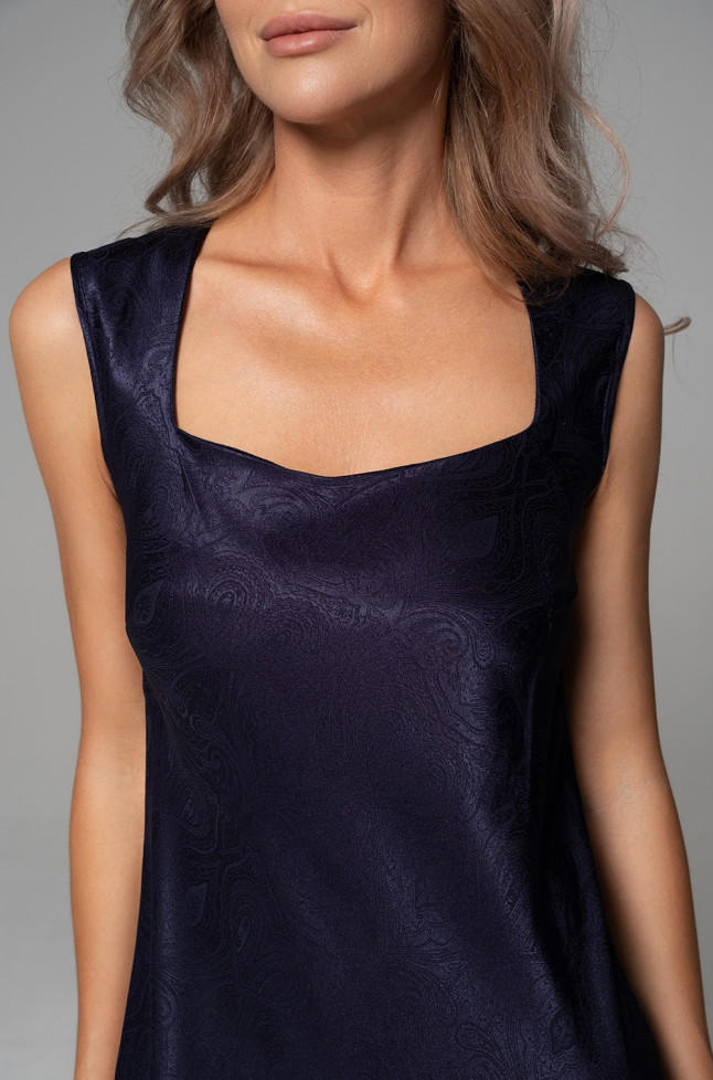 Сорочка длинная женская Anora 4801 'Mia-Amore' - на широких бретелях, жаккард, цвет темно-синий 