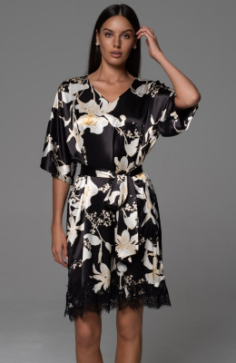 Туника женская Arabel 4357 'Mia-Amore' - черная, с кружевом и карманами   