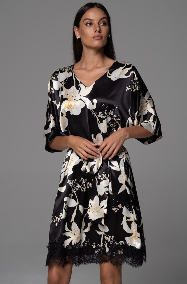 Туника женская Arabel 4357 'Mia-Amore' - черная, с кружевом и карманами   