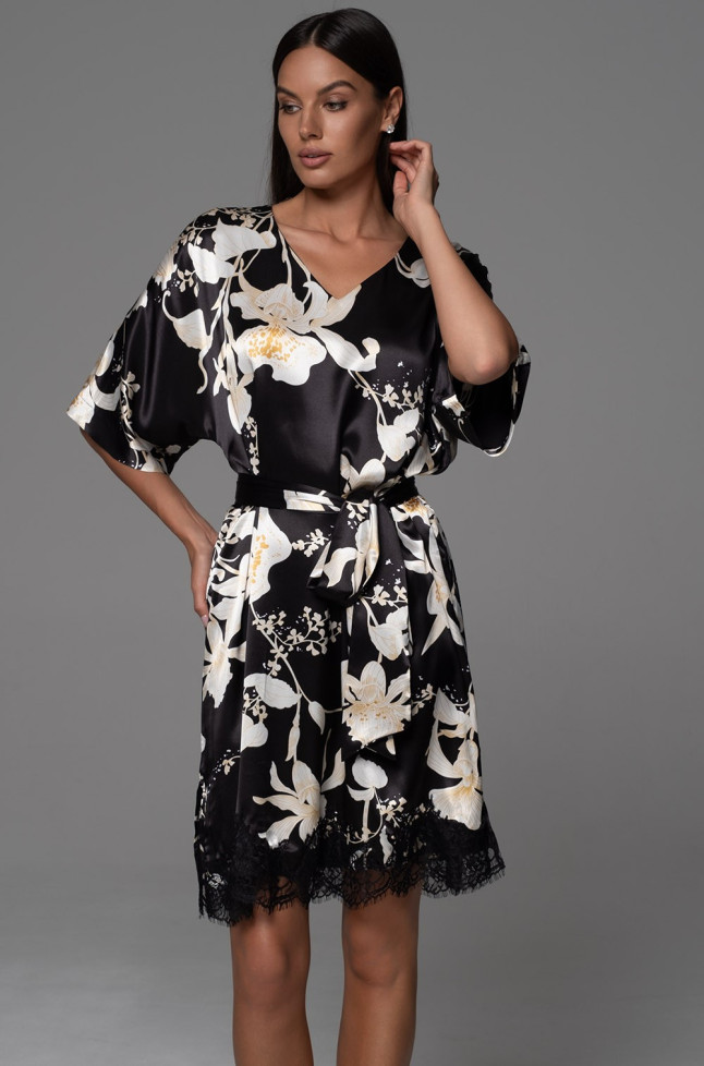 Туника женская Arabel 4357 'Mia-Amore' - черная, с кружевом и карманами   