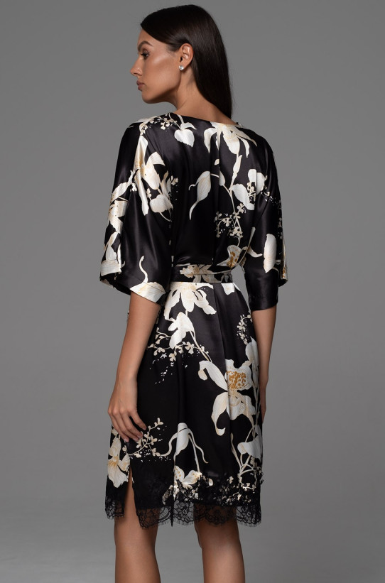 Туника женская Arabel 4357 'Mia-Amore' - черная, с кружевом и карманами   