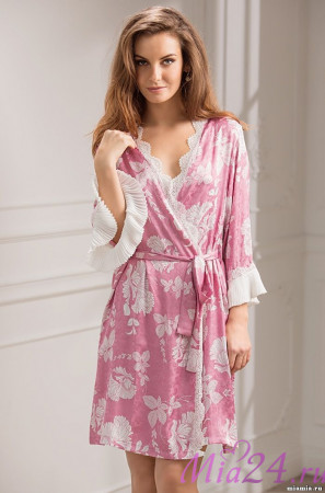 3043 Халат шелковый "Paris" розовый