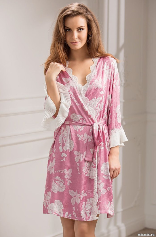 3043 Халат шелковый "Paris" розовый