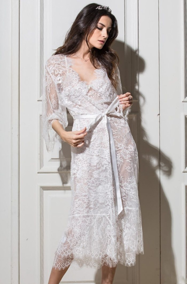 Халат кружевной длинный Mia-Amore "Chanel" 2033 белый