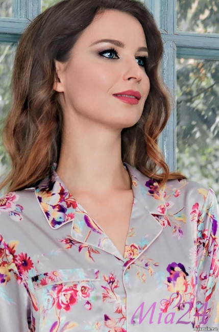 Халат-рубашка на пуговицах шелковый Mia-Amore Grace 3137