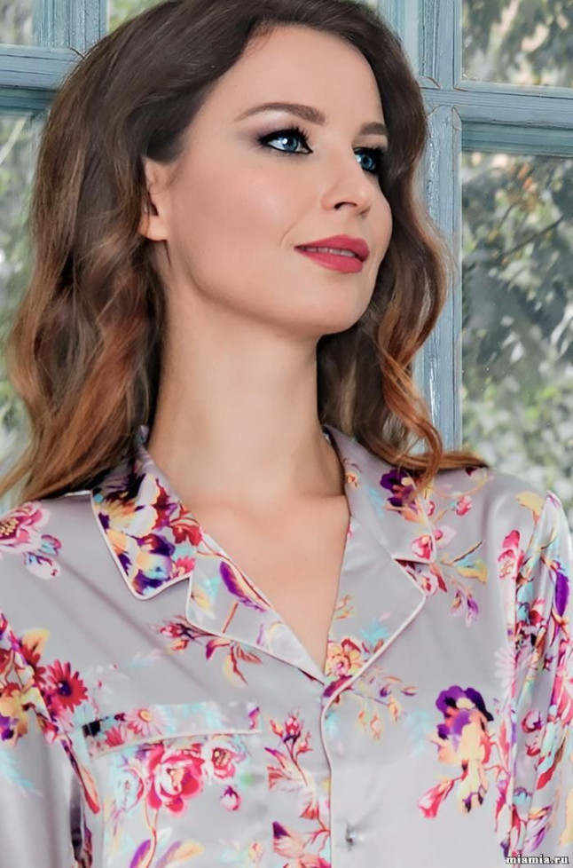 Халат-рубашка на пуговицах шелковый Mia-Amore Grace 3137