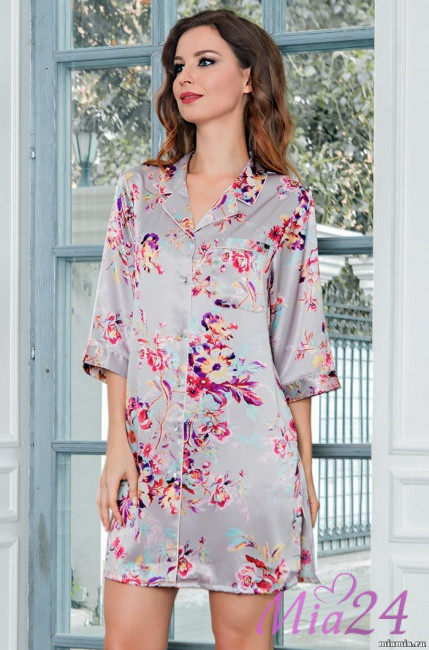 Халат-рубашка на пуговицах шелковый Mia-Amore Grace 3137