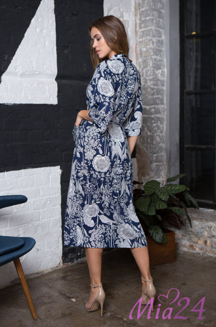 Халат женский длинный из вискозы Mia-Mia "Ariana" 16339 синий