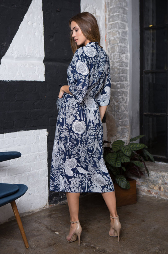 Халат женский длинный из вискозы Mia-Mia "Ariana" 16339 синий