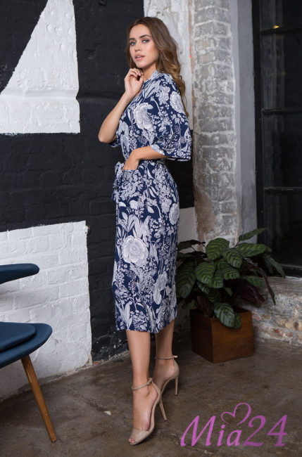 Халат женский длинный из вискозы Mia-Mia "Ariana" 16339 синий