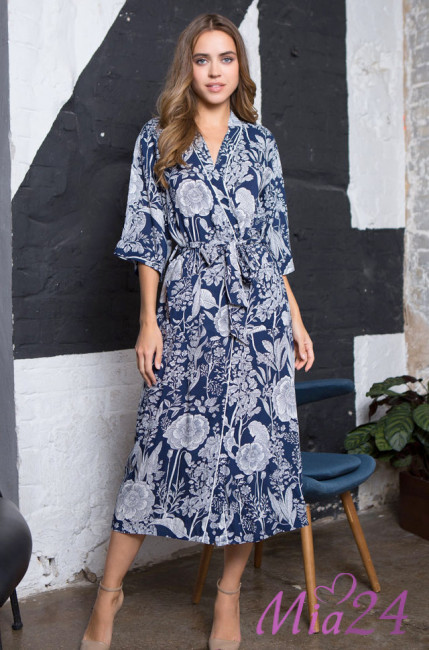 Халат женский длинный из вискозы Mia-Mia "Ariana" 16339 синий