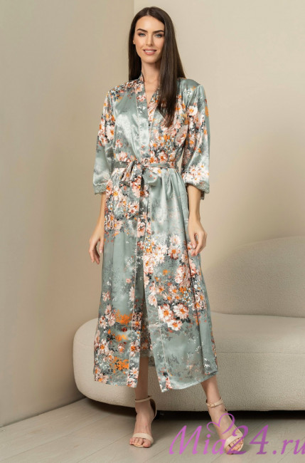 Халат длинный женский шелковый Mia-Amore "Azalia" 4419