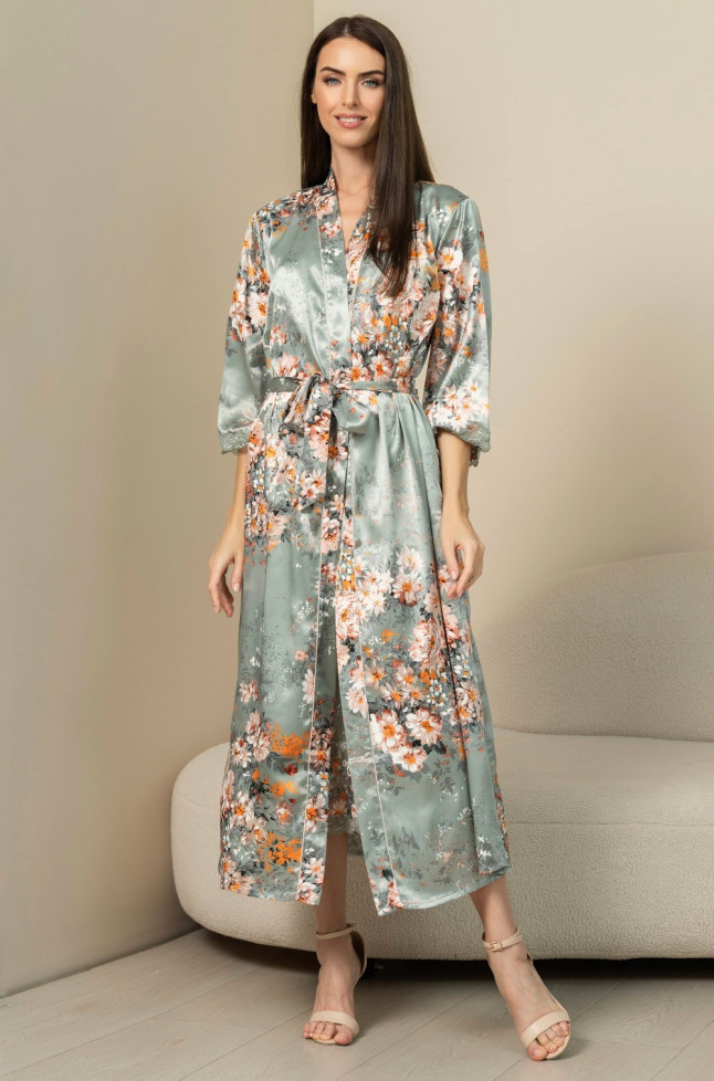 Халат длинный женский шелковый Mia-Amore "Azalia" 4419