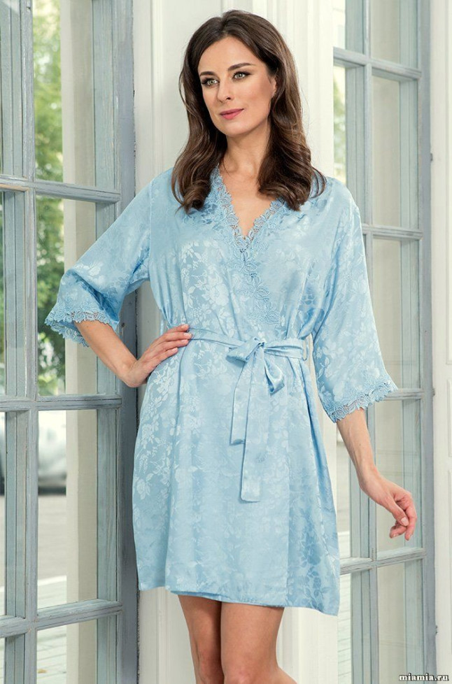 Халат шелковый Mia-Amore "Diana" 5833 голубой