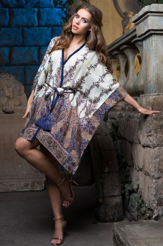 Халат женский из вискозы Mia-Mia "Shakira" 16077 синий