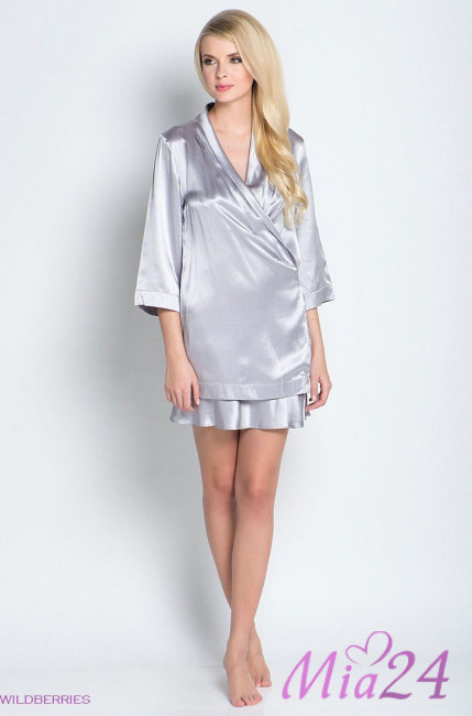 Халат шелковый Mia-Mia 1003 серый