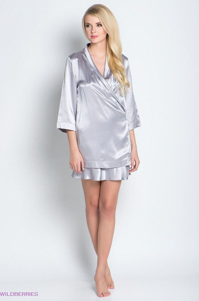 Халат шелковый Mia-Mia 1003 серый