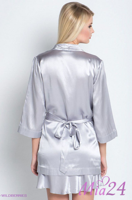 Халат шелковый Mia-Mia 1003 серый
