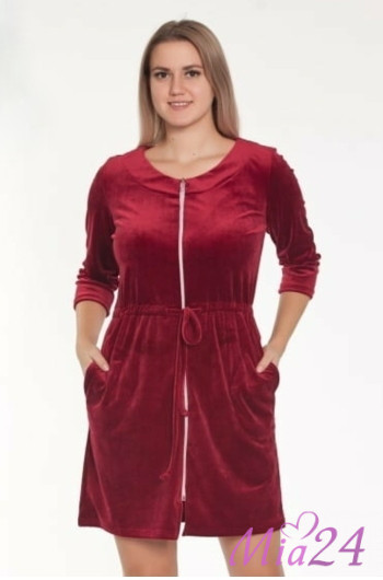 Халат велюровый "Весталия" 3769 бордовый