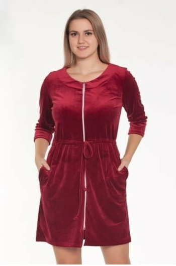 Халат велюровый "Весталия" 3769 бордовый