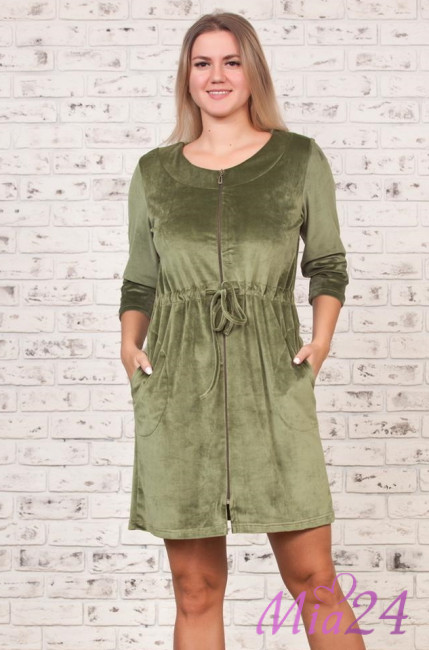 Халат велюровый "Весталия" 3769 хаки