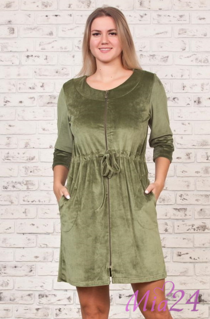 Халат велюровый "Весталия" 3769 хаки