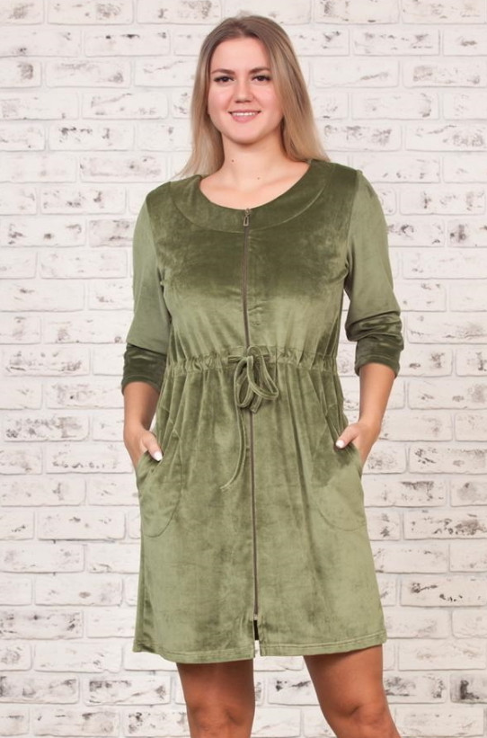 Халат велюровый "Весталия" 3769 хаки