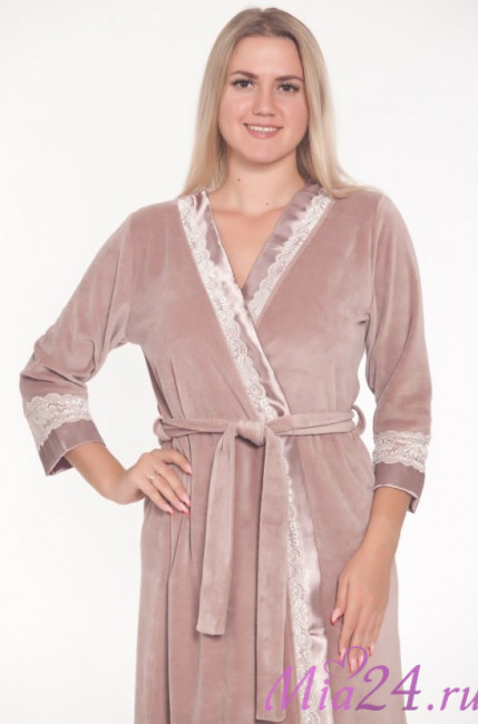 Халат велюровый женский Весталия 3774 античная роза