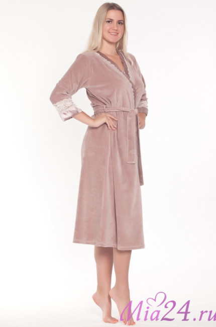 Халат велюровый женский Весталия 3774 античная роза