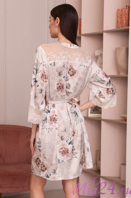  Халат женский шелковый на пуговицах Mia-Amore "Clariss" 4167