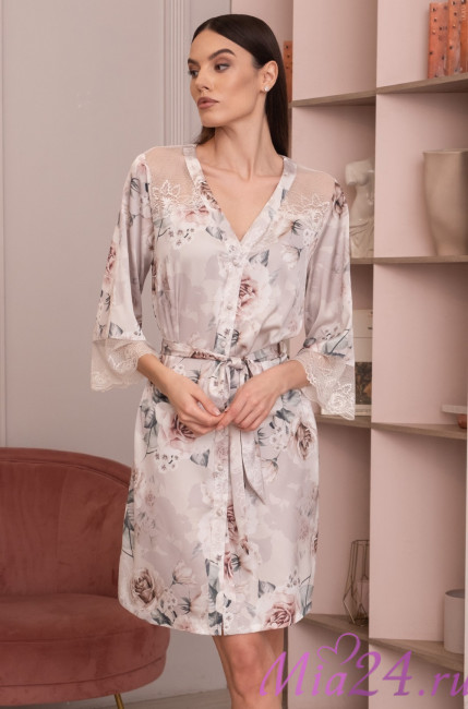  Халат женский шелковый на пуговицах Mia-Amore "Clariss" 4167