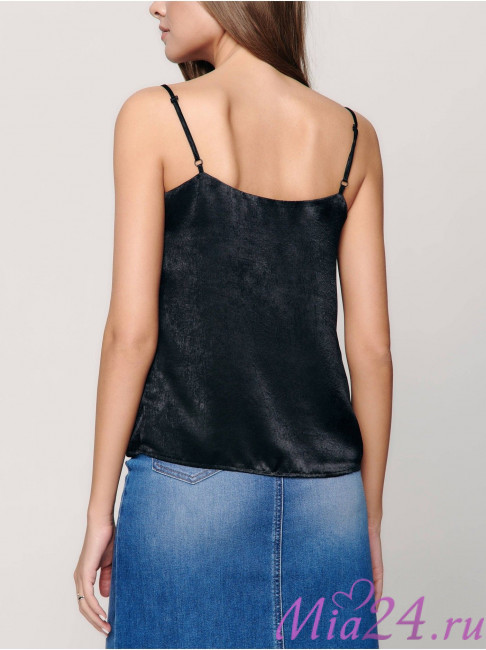 Топ женский из легкой атласной ткани с эффектом бархата Conte Elegant LTT1176 черный Топ женский из легкой атласной ткани с эффектом бархата Conte Elegant LTT1176 черный