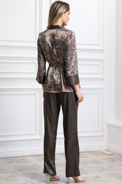 Комплект домашний женский Gina(Джина) 3784 'Mia-Amore' - рубашка и брюки, шелковый