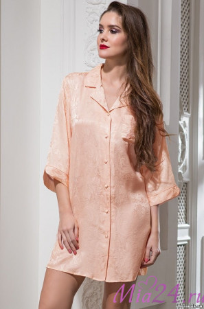 3177 Халат - рубашка шелковая "Nika" peach 3177 Халат - рубашка шелковая "Nika" peach