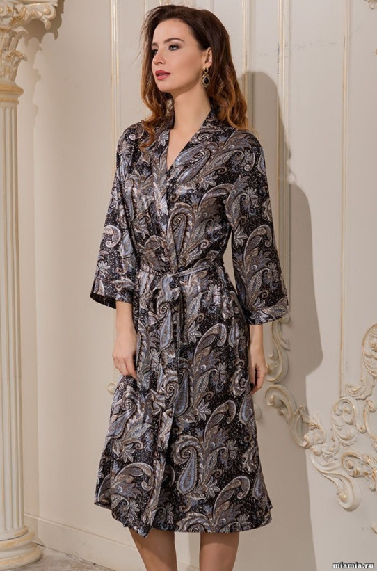 Халат шелковый длинный Mia-Amore "Donatella" 3129