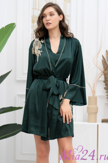 Халат короткий домашний женский Mia-Amore "Fellini" 3913 малахит 