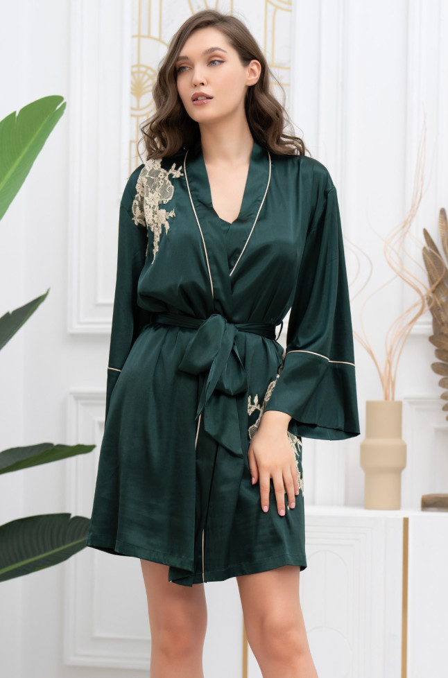 Халат короткий домашний женский Mia-Amore "Fellini" 3913 малахит 