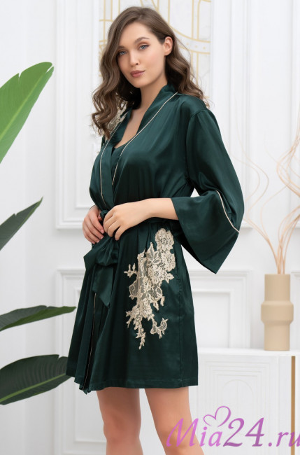 Халат короткий домашний женский Mia-Amore "Fellini" 3913 малахит 
