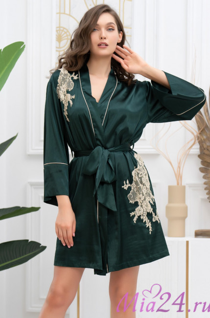 Халат короткий домашний женский Mia-Amore "Fellini" 3913 малахит 