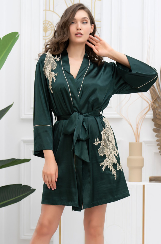 Халат короткий домашний женский Mia-Amore "Fellini" 3913 малахит