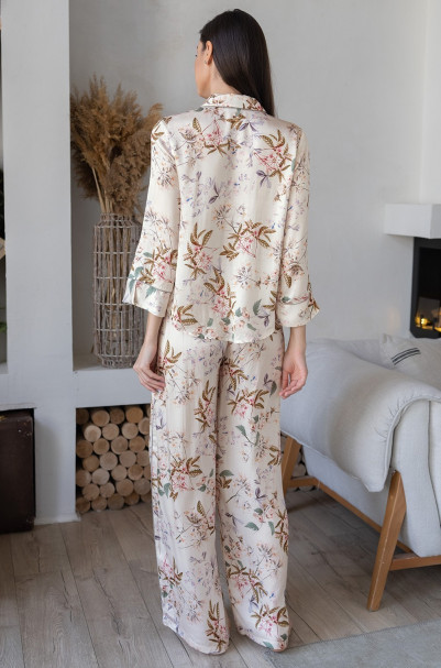 Комплект домашний женский из шелка с вискозой Mia-Amore "Amely" 5075 молочный