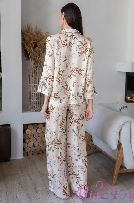 Комплект домашний женский из шелка с вискозой Mia-Amore "Amely" 5075 молочный Комплект домашний женский из шелка с вискозой Mia-Amore "Amely" 5075 молочный